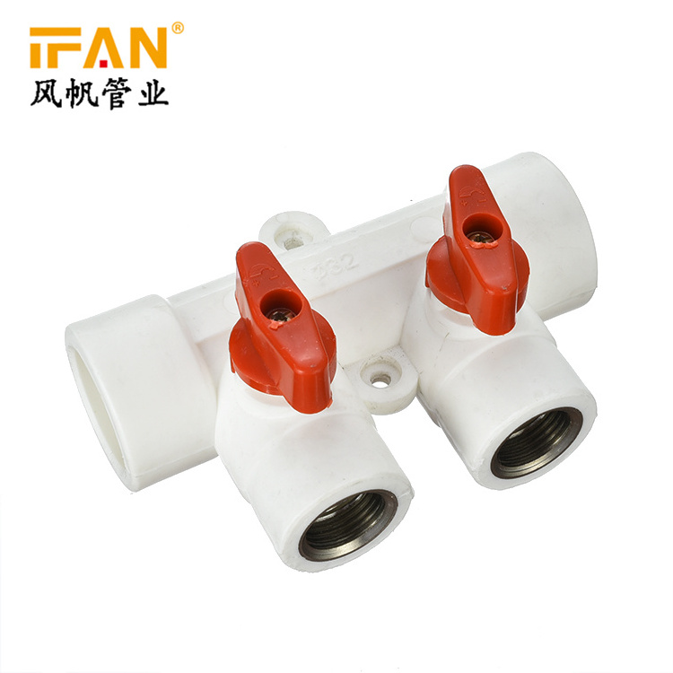 Ifan High Pressure PPR Pipe Fitting 4 Ways Faucet PPR Brass Manifold Valve Water Control PPR Ball Valve Manifold