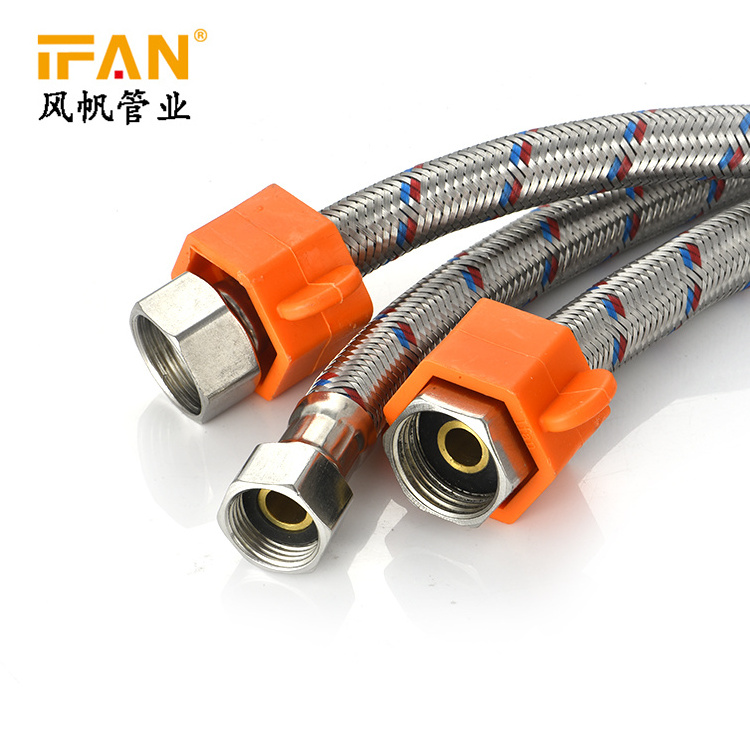 IFAN Factory Supplier Stainless Steel Bathroom Basin Water Heater Connector Flexible Braided Plumbing Hoses