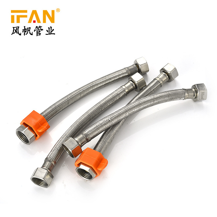 IFAN Factory Supplier Stainless Steel Bathroom Basin Water Heater Connector Flexible Braided Plumbing Hoses