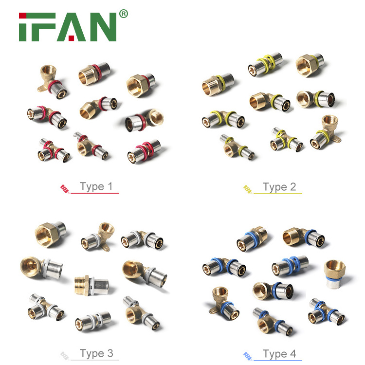 IFAN Manufacturer PEX Al PEX Fittings Red Color 16-32mm Brass Press Plumbing PEX Fittings