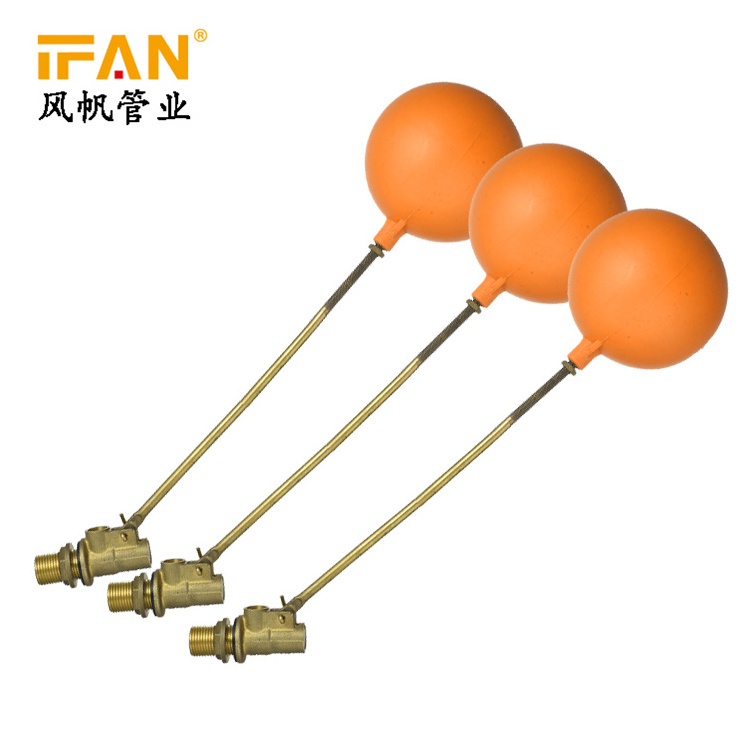 China Ifan Factory 1/2-3/4 Inch Vertical Brass Float Valve Iron Connect Water Tank