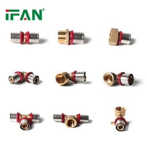 IFAN Manufacturer PEX Al PEX Fittings Red Color 16-32mm Brass Press Plumbing PEX Fittings