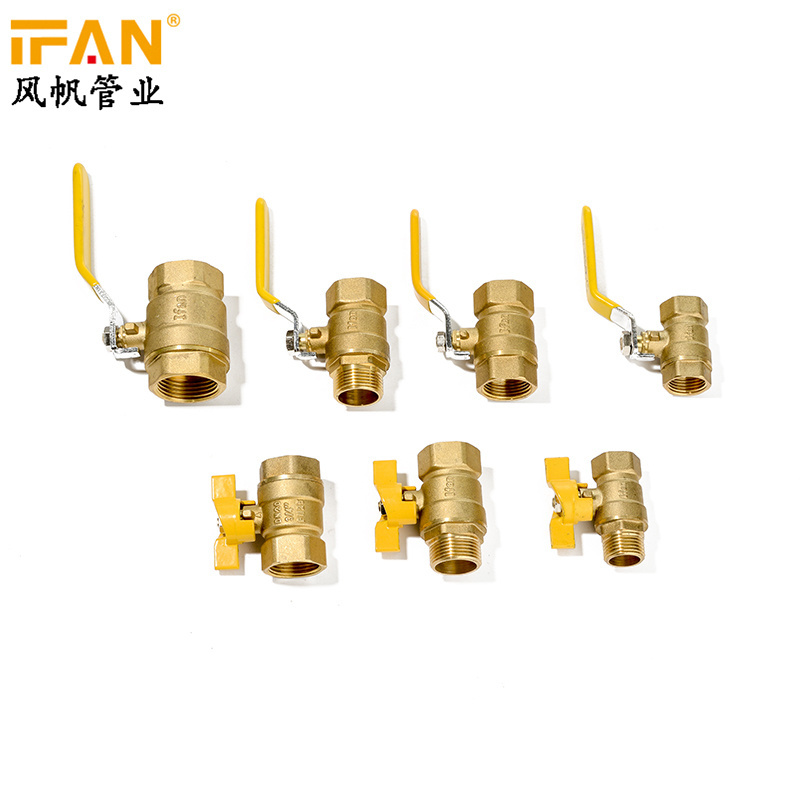 Ifan PN25 Brass Ball Valve kitchen faucets factory supply valve 3/4 inch pex brass pipe fitting butterfly ball valve price