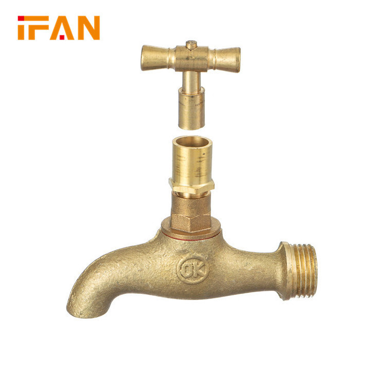 Ifan Wholesale Red Long Handle Brass Bibcock Water Tap 1/2 Brass Bibcock With Water Outlet