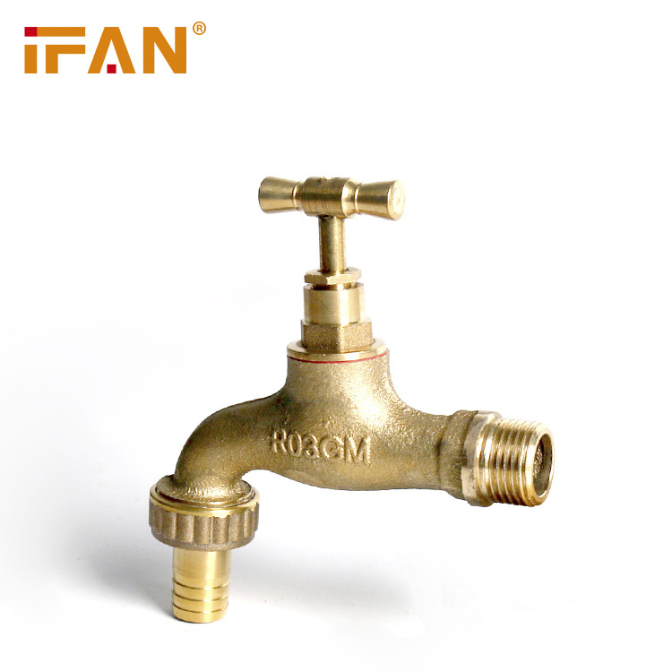 Ifan Wholesale Red Long Handle Brass Bibcock Water Tap 1/2 Brass Bibcock With Water Outlet