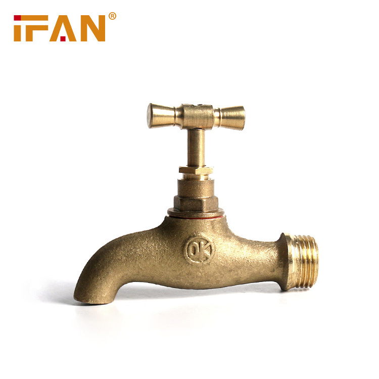 Ifan Wholesale Red Long Handle Brass Bibcock Water Tap 1/2 Brass Bibcock With Water Outlet