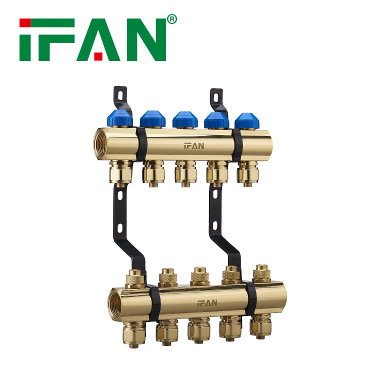 IFAN Flowmeter Four Ways Water Manifold Pex Floor Heating Manifold Brass Water Manifolds