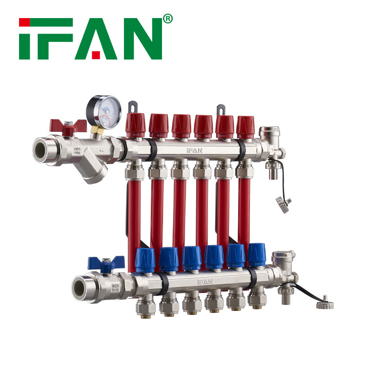 IFAN Flowmeter Four Ways Water Manifold Pex Floor Heating Manifold Brass Water Manifolds