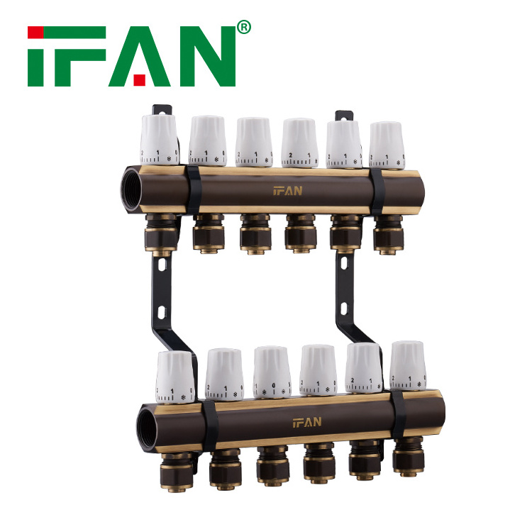 IFAN Flowmeter Four Ways Water Manifold Pex Floor Heating Manifold Brass Water Manifolds