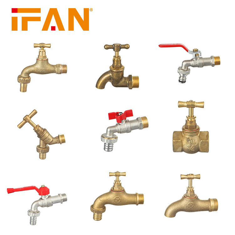 Ifan Wholesale Full Styles Red Long Handle Brass Bibcock Water Tap 1/2 Brass Bibcock