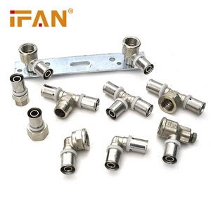 IFAN Pex Al Pex Pipe Fittings Full Sizes 16-32mm Cap Tee Elbow Pex Brass Press Fitting