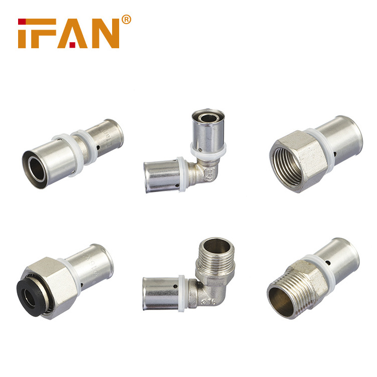 IFAN Pex Al Pex Pipe Fittings Full Sizes 16-32mm Cap Tee Elbow Pex Brass Press Fitting