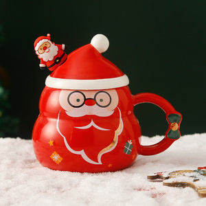 Promotional Creative Christmas Present Custom Logo Printed Sublimation Coffee Porcelain Snowman Ceramic Christmas Mug