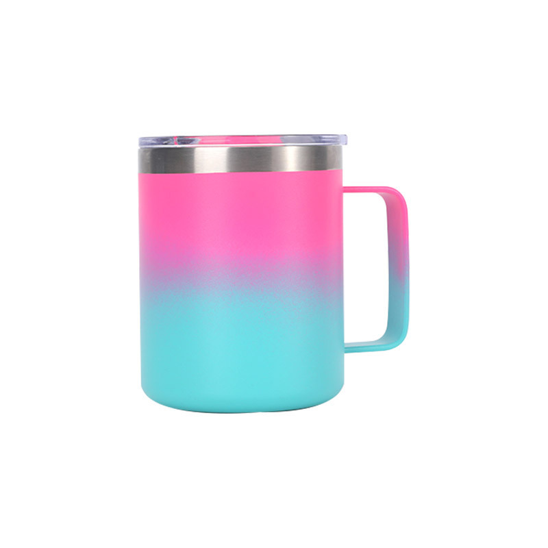 Wide Mouth 350ml Insulation Stainless Steel Mug Multicolor Mug Cup With Plastic Lid And Handle