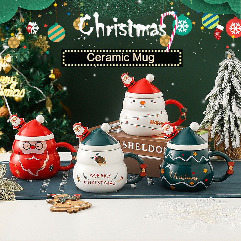 Promotional Creative Christmas Present Custom Logo Printed Sublimation Coffee Porcelain Snowman Ceramic Christmas Mug