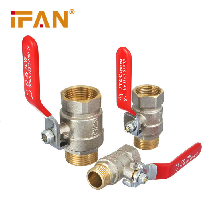 IFAN High Pressure Water Ball Valve Brass Red Long Handle Male Female Thread Brass Ball Valve