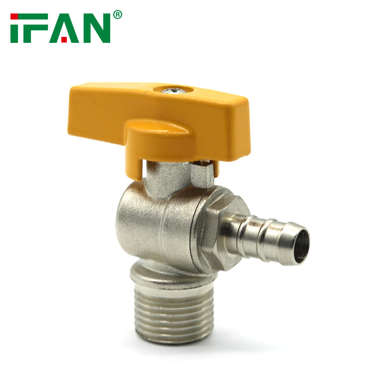 IFAN OEM ODM Yellow Color Hose Connector Gas Angle Valve 3/8'' 1/2'' Hose Male Thread Gas Shut Off Valve Brass Gas Ball Valve