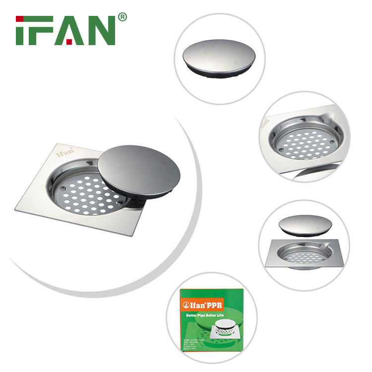 IFAN Bathroom SS Floor Drain Stainless Steel Square Shower Floor Drain