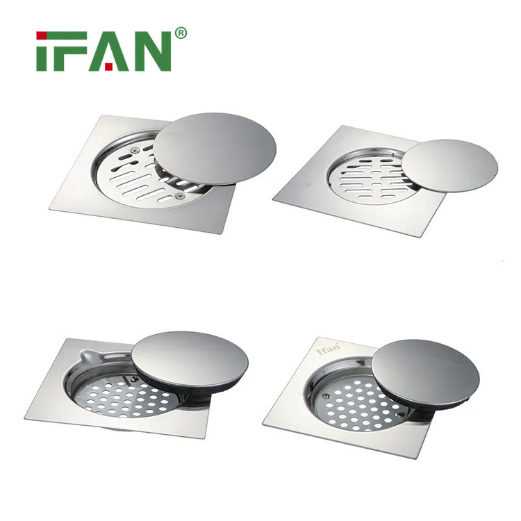 IFAN Bathroom SS Floor Drain Stainless Steel Square Shower Floor Drain