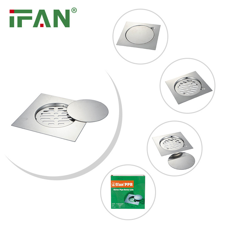 IFAN Bathroom SS Floor Drain Stainless Steel Square Shower Floor Drain