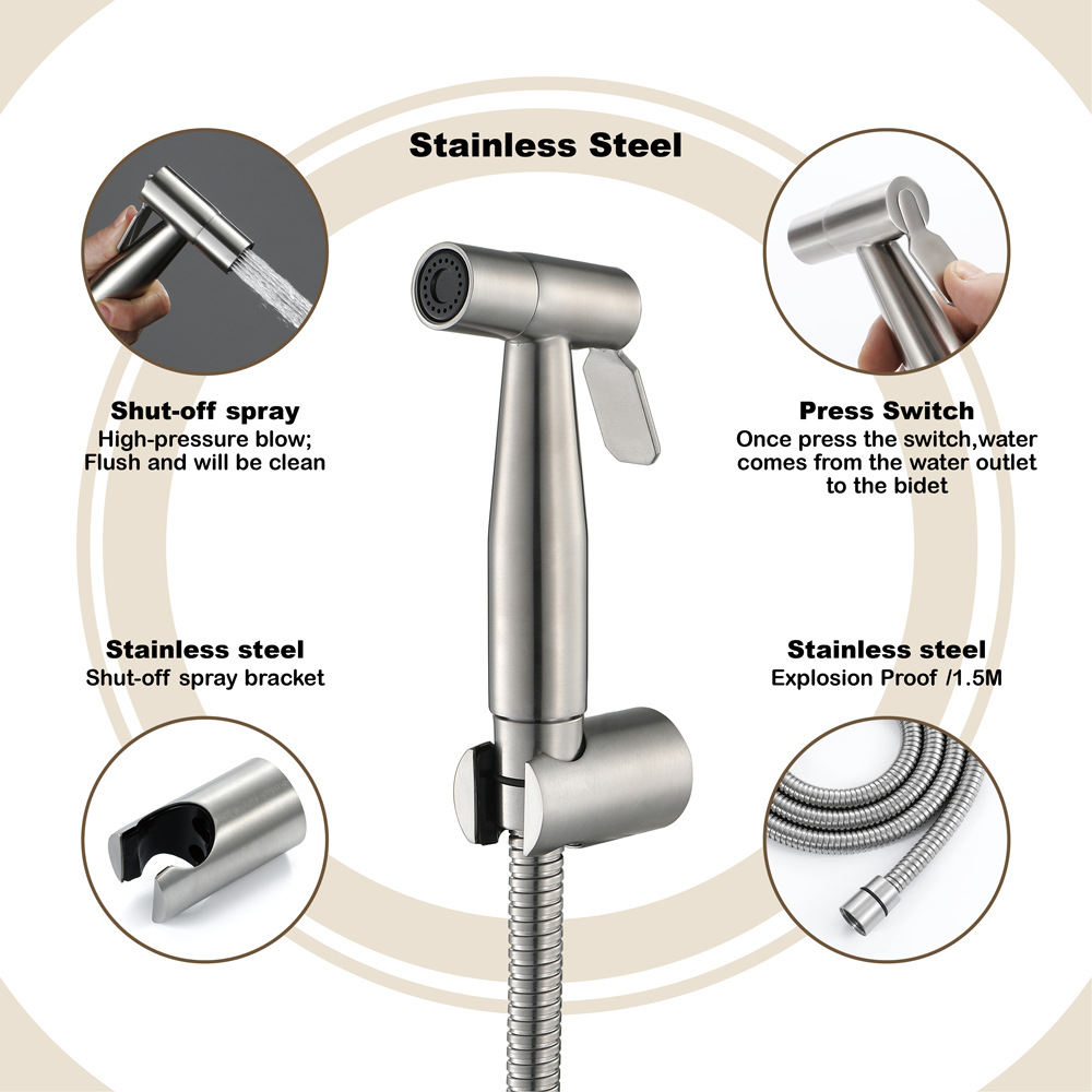 IFAN Stainless Steel Bidet Faucet Shattaf Set Hand Held Toilet Bathroom Bidet Sprayer