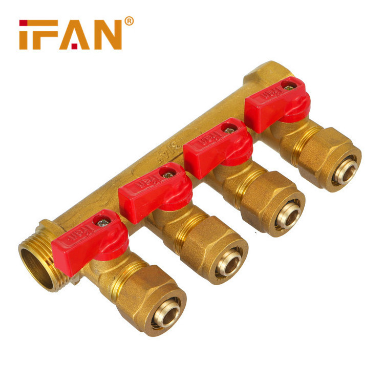 IFAN Floor Heating Manifold 2-6 Ways Brass Water Manifold 3/4