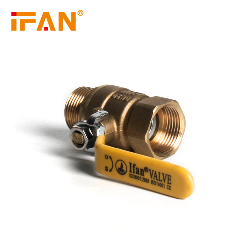 IFAN Yellow Color NPT Brass Valve 1/2-2 Inch Male Female Threaded Brass Gas Ball Valve For Oil Gas