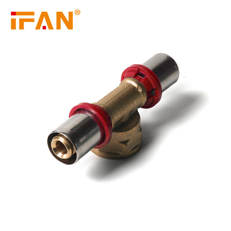 IFAN Brass Pipe Thread Fittings Socket 20-32mm Tee Elbow Brass PEX Press Fittings For PEX Pipe