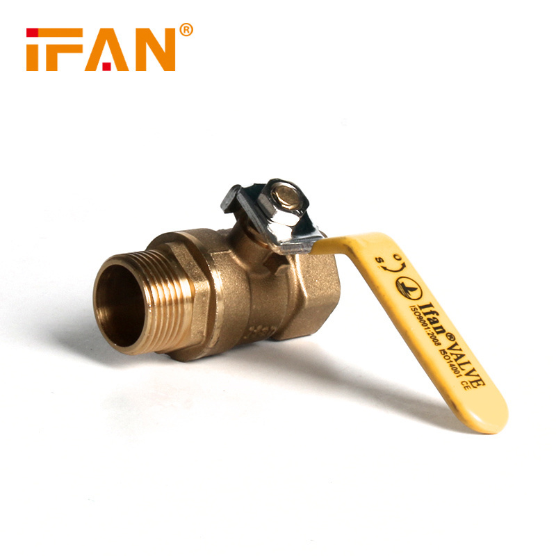 IFAN Yellow Color NPT Brass Valve 1/2-2 Inch Male Female Threaded Brass Gas Ball Valve For Oil Gas