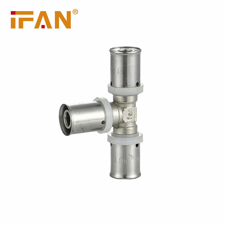 IFAN Brass Pipe Thread Fittings Socket 20-32mm Tee Elbow Brass PEX Press Fittings For PEX Pipe