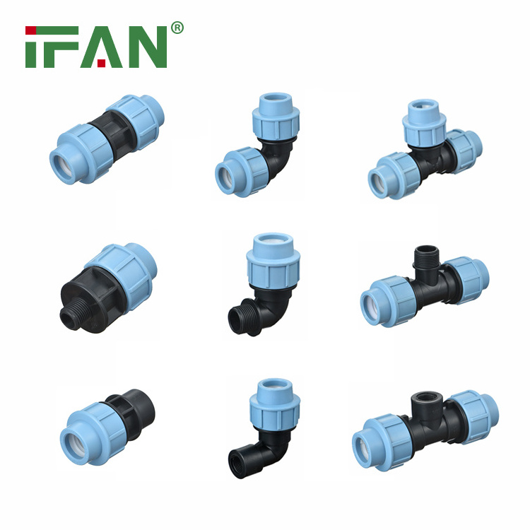 IFAN Irrigation PP Compression Fittings Quick Connect 20-110mm Elbow Tee Socket PN25 PE100 HDPE Pipe Fitting