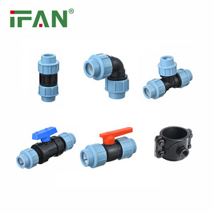 IFAN PE Compression Fitting Elbow Tee Socket Valve Saddle Clamp HDPE Pipe Fitting