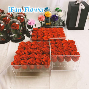 Eternal flower box preserved rose eternal life flower acrylic box wholesale