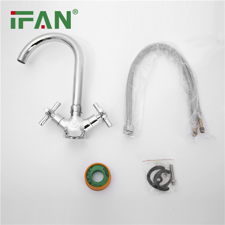 IFAN Zinc Alloy Cross Handwheel With Plastic Cover Kitchen Faucet Copper Core Copper Rod Kitchen Faucet