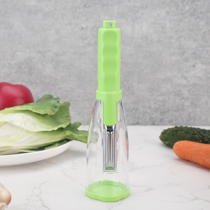 New Arrival Kitchen Gadgets Fruit Peeler Red Green Stainless Steel Potato Peeler Fruit Peeler With Container