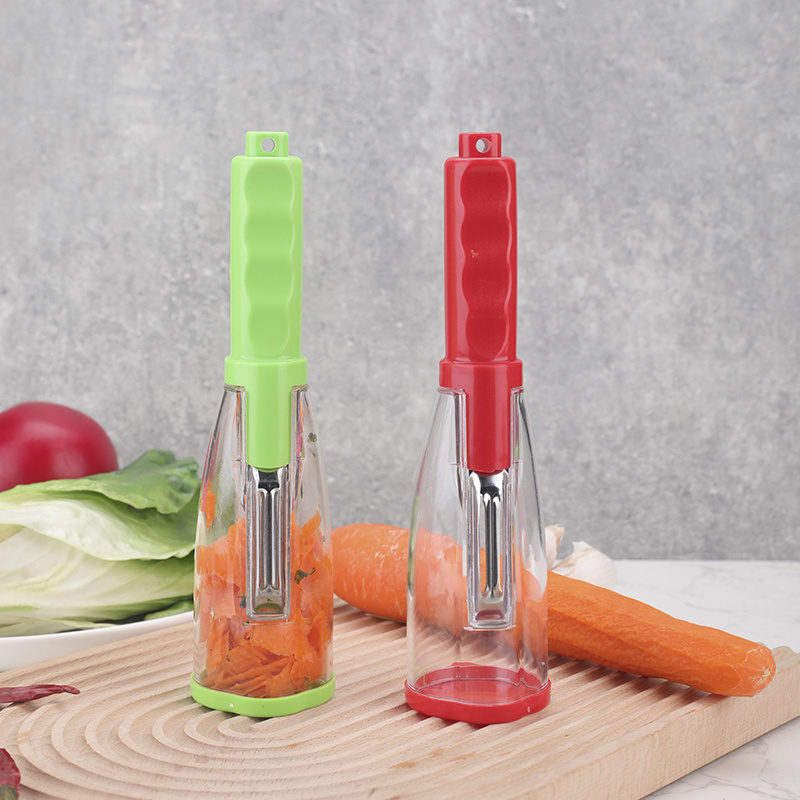 New Arrival Kitchen Gadgets Fruit Peeler Red Green Stainless Steel Potato Peeler Fruit Peeler With Container