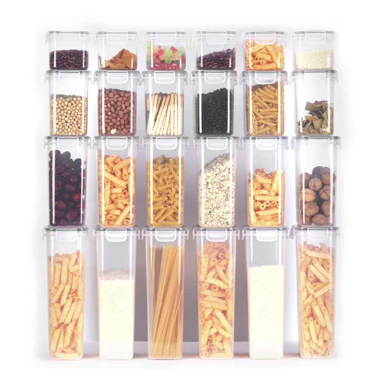 Hot Selling Food Grade Cereal Storage Container Multiple Sizes Refrigerator Organizer Transparent Food Box With Lock Lid