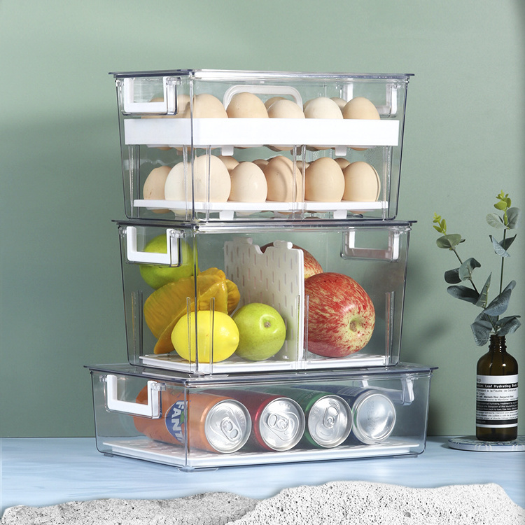 Single Layer Lidless Pet Refrigerator Storage Box Freezable Stackable Freshness Preservation Refrigerator Organizer