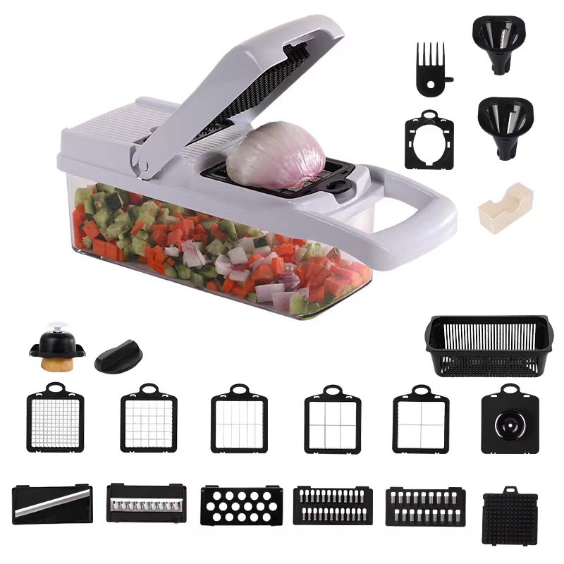 Manual Food Cutter Multifunctional Vegetable Chopper Cutter White Fruits Slicer 12 In 1 Vegetable Chopper