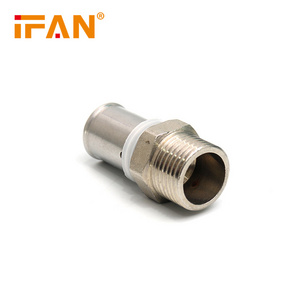 Ifan Professional Manufacturer PEX AL PEX Pipe Accessories 16 - 32mm PEX Fittings Brass Press Fitting Male Socket