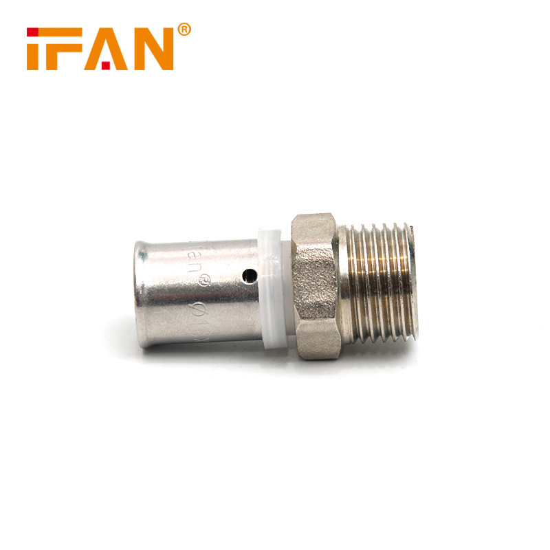 Ifan Professional Manufacturer PEX AL PEX Pipe Accessories 16 - 32mm PEX Fittings Brass Press Fitting Male Socket