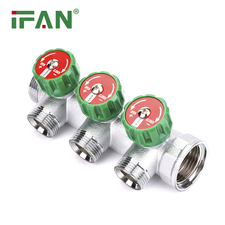 IFAN High Quality 3 Ways Brass Manifold HVAC Water Distribution PEX Manifold