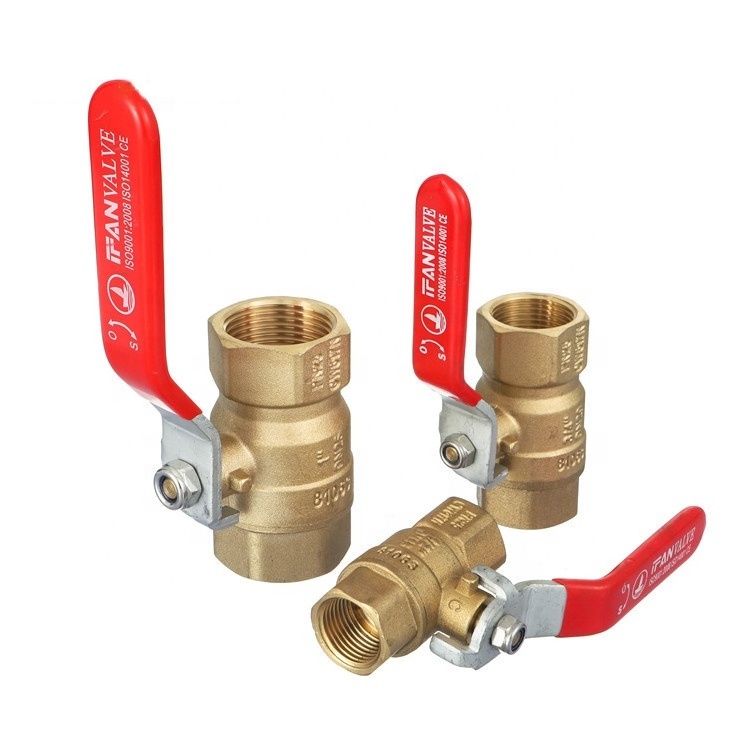 Brass Valve Factory OEM 25mm Yellow Body High Pressure Red Long Handle Female Thread 2 Inch Brass Ball Valve