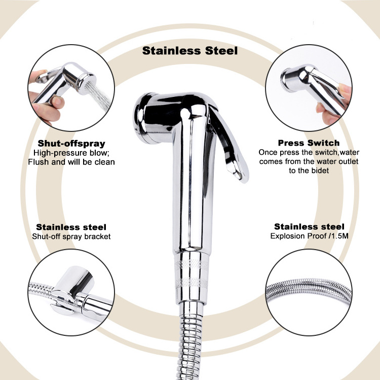 Handheld Cloth Diaper Sprayer Stainless Steel Bidet Shattaf Sprayer Set Toilet shower