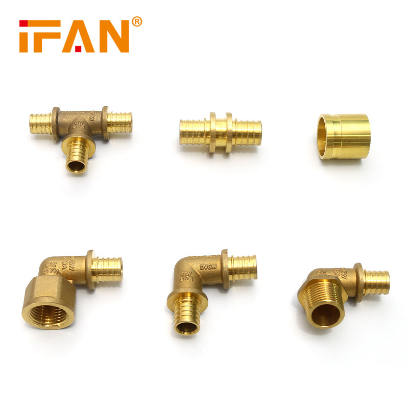 IFAN PEX Pipe Fittings 16-32mm Thread Tee Elbow Socket PEX Sliding Fittings Brass PEX Axial Fittings