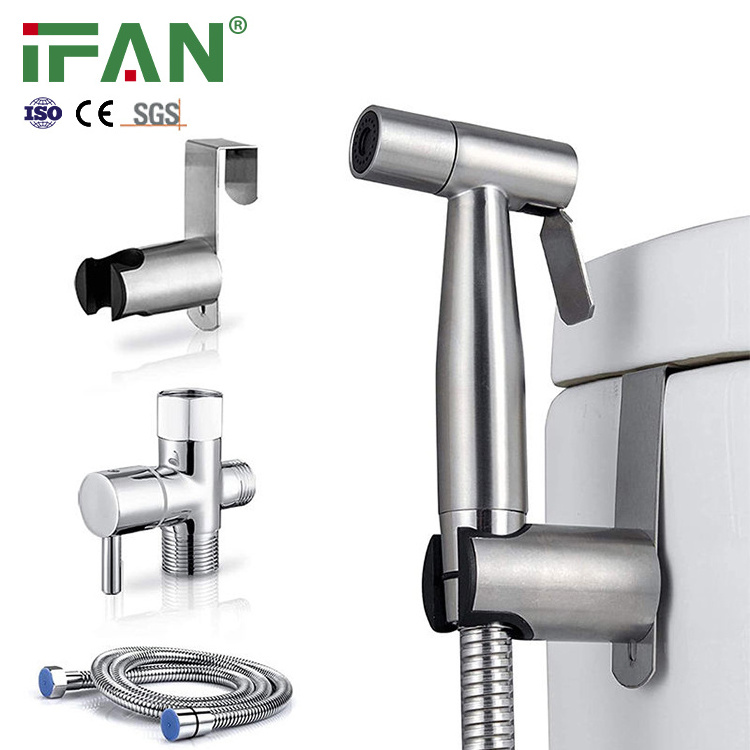 IFAN Low Price 304 Stainless Steel Shattaf Adjustable Water Pressure Handheld Toilet Shower Bidet Sprayer Set for Muslim