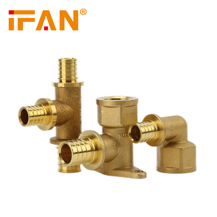 IFAN PEX Pipe Fittings 16-32mm Thread Tee Elbow Socket PEX Sliding Fittings Brass PEX Axial Fittings