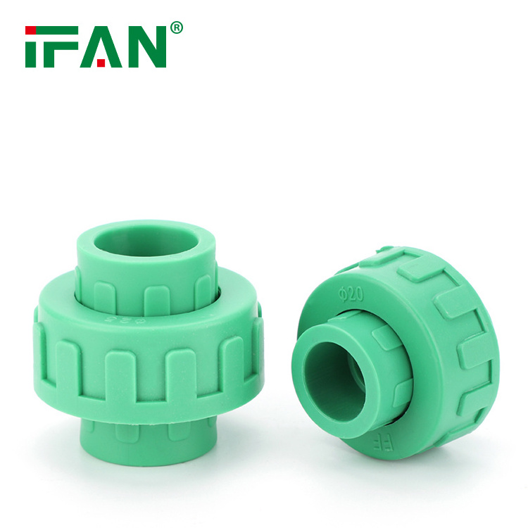 IFAN Cheap Price PPR Plumbing Fittings Plastic Union PN25 Hot Water 20-63mm Green PPR Pipe Fitting