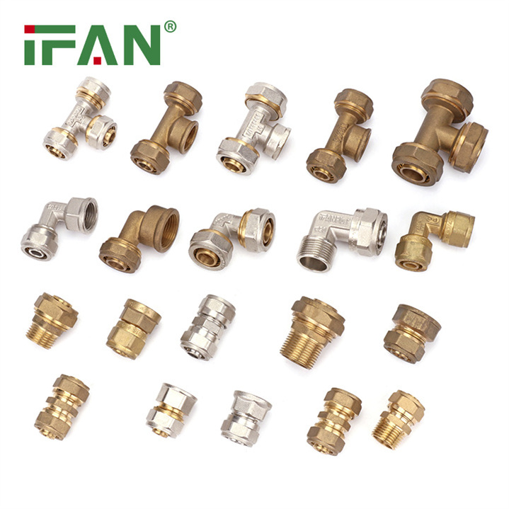 IFAN Forged Thread 16-32mm Coupling Socket Elbow Tee PEX Water Pipe Brass Compression Fittings