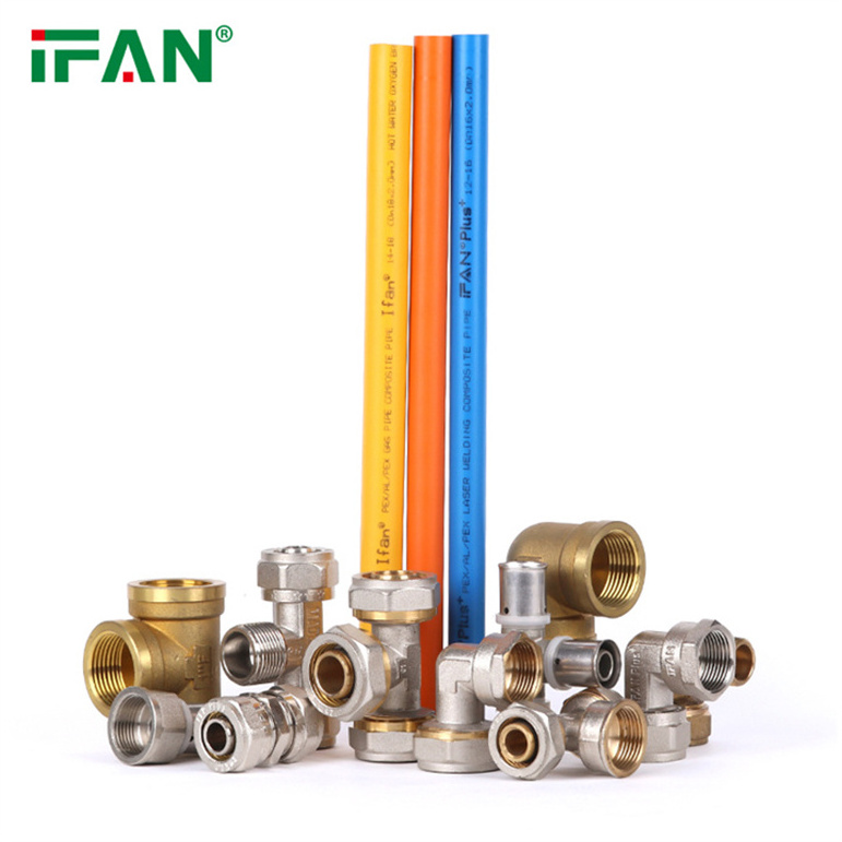 IFAN Forged Thread 16-32mm Coupling Socket Elbow Tee PEX Water Pipe Brass Compression Fittings